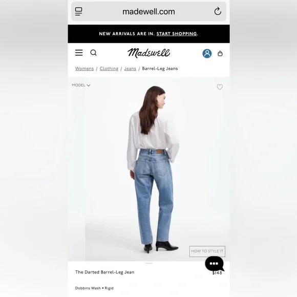 Madewell Blue Darted Barrel Leg Women's Jeans - Picture 4 of 7